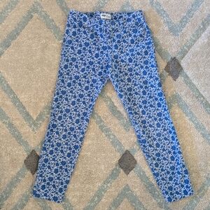 Old Navy The Pixie Blue/White Floral Capri Pants, Mid-Rise Skinny, Size 0
